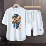 Set coordinato t - shirt e pantaloncini con stampa grafica da uomo ATREND