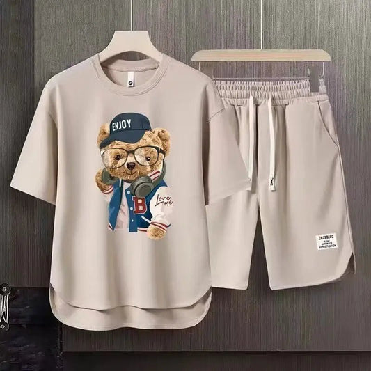 Set coordinato t - shirt e pantaloncini con stampa grafica da uomo ATREND