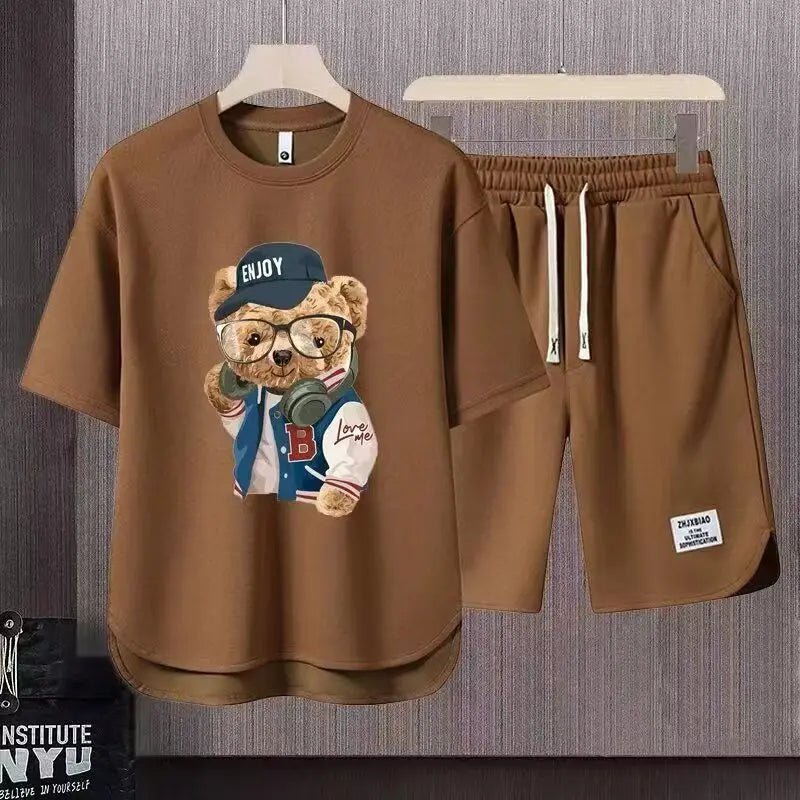 Set coordinato t - shirt e pantaloncini con stampa grafica da uomo ATREND