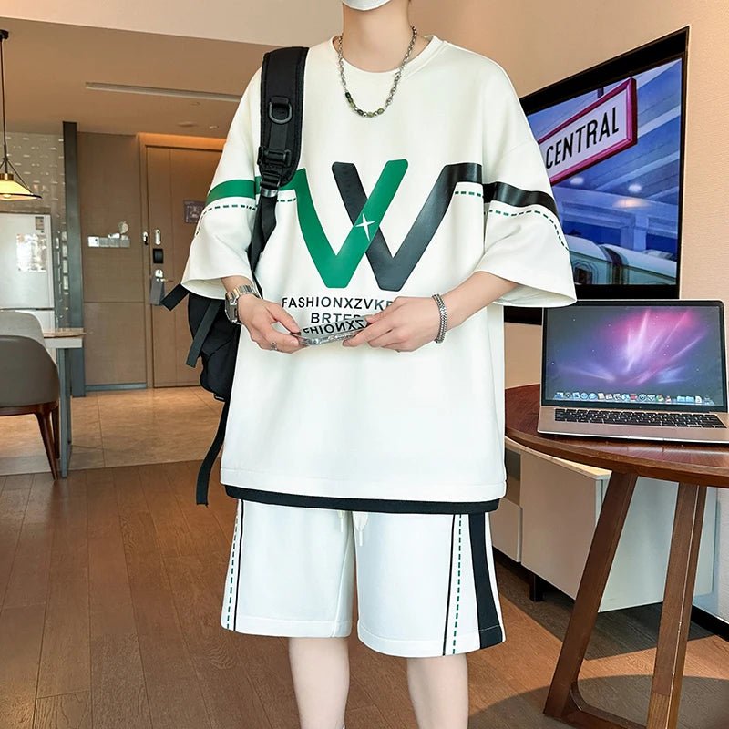 Set coordinato t - shirt e pantaloncini oversize da uomo ATREND