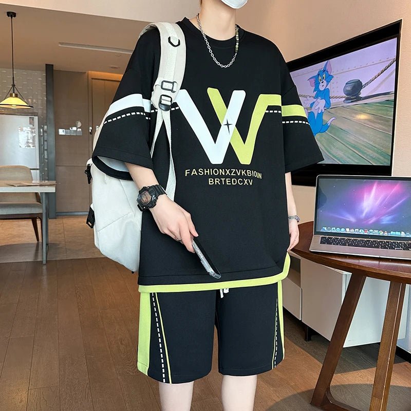 Set coordinato t - shirt e pantaloncini oversize da uomo ATREND