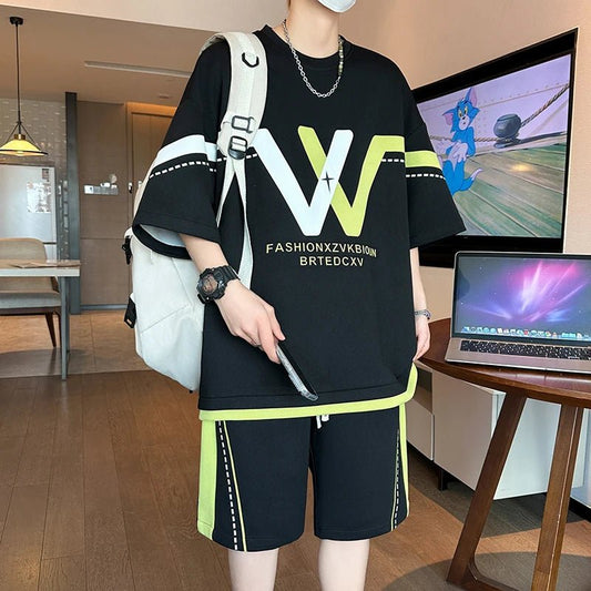 Set coordinato t - shirt e pantaloncini oversize da uomo ATREND