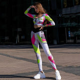 Set coordinato sportivo t-shirt e pantaloni con stampa grafica da donna - Set coordinato ATREND