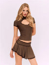 Set coordinato t-shirt scavata e mini gonna geometrica da donna ATREND