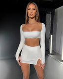 Set coordinato top a maniche lunghe e mini gonna da donna ATREND