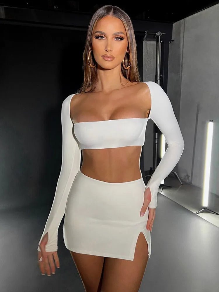 Set coordinato top a maniche lunghe e mini gonna da donna ATREND