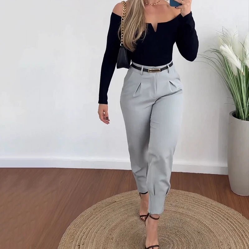 Set coordinato top a maniche lunghe e pantaloni da donna - Set coordinato ATREND