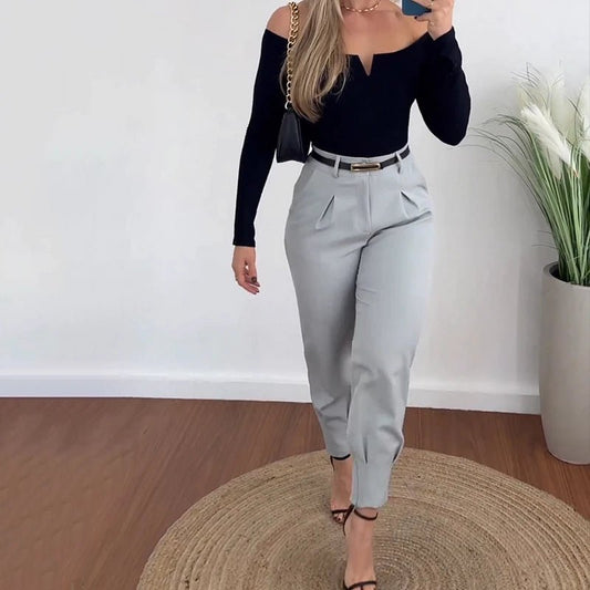 Set coordinato top a maniche lunghe e pantaloni da donna - Set coordinato ATREND