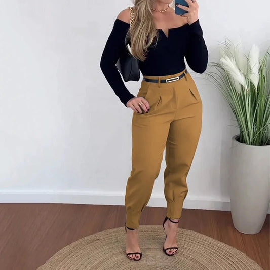 Set coordinato top a maniche lunghe e pantaloni da donna - Set coordinato ATREND