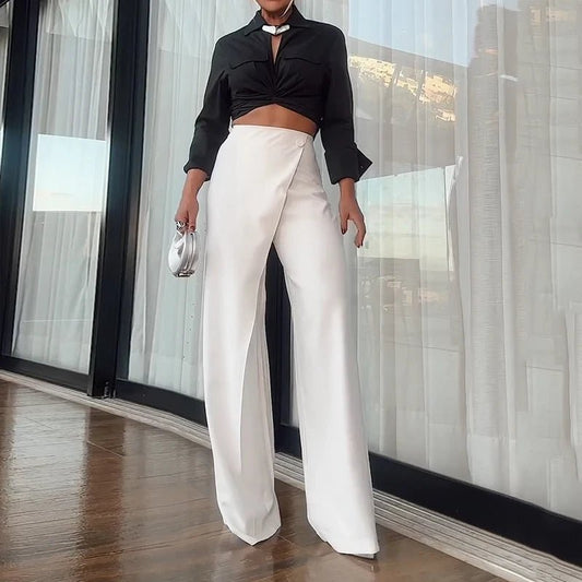 Set coordinato top a maniche lunghe e pantaloni geometric da donna ATREND