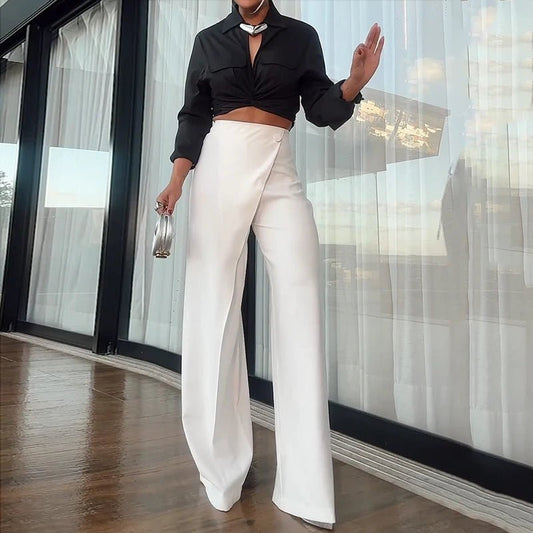Set coordinato top a maniche lunghe e pantaloni geometric da donna ATREND