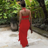 Set coordinato top con fiore e gonna lunga con spacco da donna ATREND