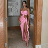 Set coordinato top con fiore e gonna lunga con spacco da donna ATREND