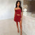 Set coordinato top corto a fascia con fiore e minigonna plissettata da donna ATREND