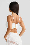Set coordinato top corto e gonna lunga plissettata in pizzo da donna ATREND
