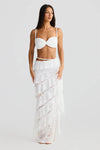 Set coordinato top corto e gonna lunga plissettata in pizzo da donna ATREND