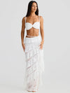 Set coordinato top corto e gonna lunga plissettata in pizzo da donna ATREND