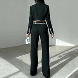 Set coordinato top corto e pantaloni con bordo a contrasto da donna ATREND