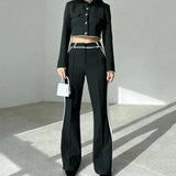 Set coordinato top corto e pantaloni con bordo a contrasto da donna ATREND