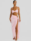 Set coordinato top corto senza spalline intrecciato e gonna lunga da donna ATREND
