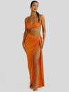 Set coordinato top corto senza spalline intrecciato e gonna lunga da donna ATREND