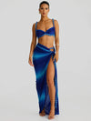 Set coordinato top corto senza spalline intrecciato e gonna lunga da donna ATREND