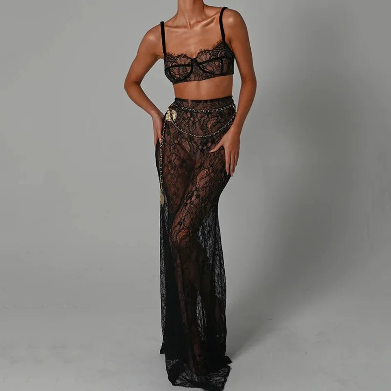 Set coordinato top e gonna lunga trasparente da donna ATREND