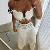 Set coordinato top e pantaloni con bordo a contrasto da donna ATREND