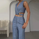 Set coordinato top incrociato e pantaloni da donna - Set coordinato ATREND