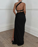 Set coordinato top monospalla e gonna con spacco da donna ATREND