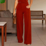 Set coordinato top monospalla e pantaloni larghi da donna - Set coordinato ATREND