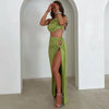 Set coordinato top monospalla scavato e gonna lunga con spacco laterale da donna ATREND