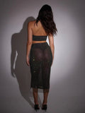 Set coordinato trasparente top intrecciato e gonna da donna ATREND