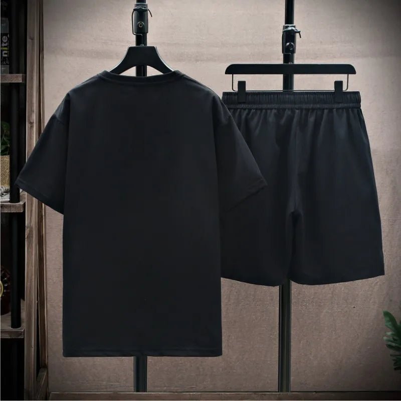 Set coordinato t-shirt e pantaloncini casual tinta unita da uomo - set coordianato ATREND