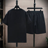 Set coordinato t-shirt e pantaloncini casual tinta unita da uomo - set coordianato ATREND