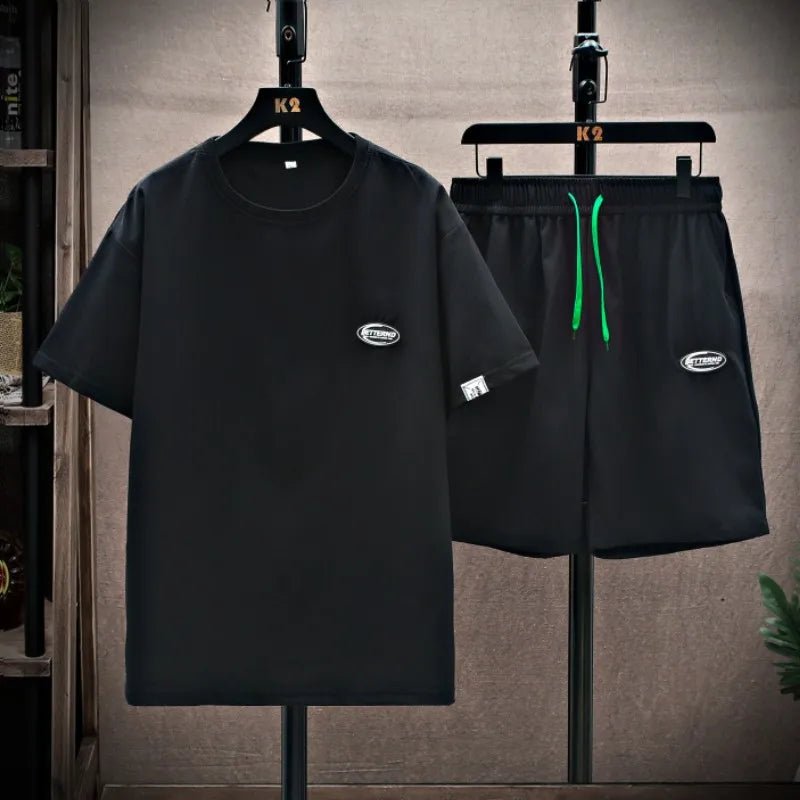 Set coordinato t-shirt e pantaloncini casual tinta unita da uomo - set coordianato ATREND