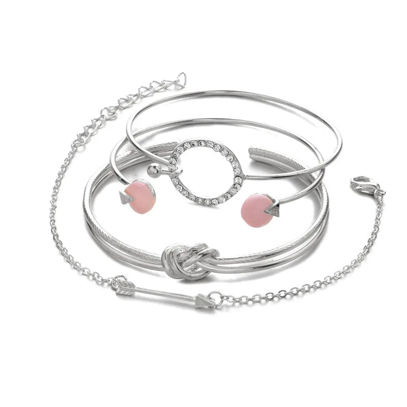 Set di 4 braccialetti geometrici da donna - set gioielli ATREND