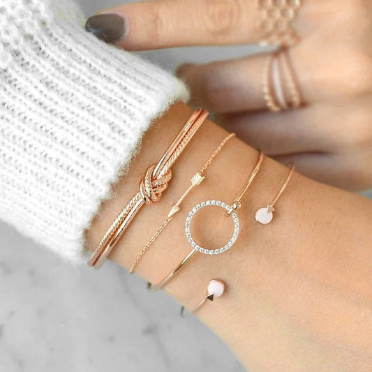 Set di 4 braccialetti geometrici da donna - set gioielli ATREND
