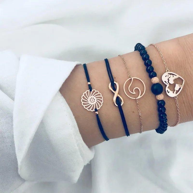 Set di 5 braccialetti geometrici da donna - set gioielli ATREND