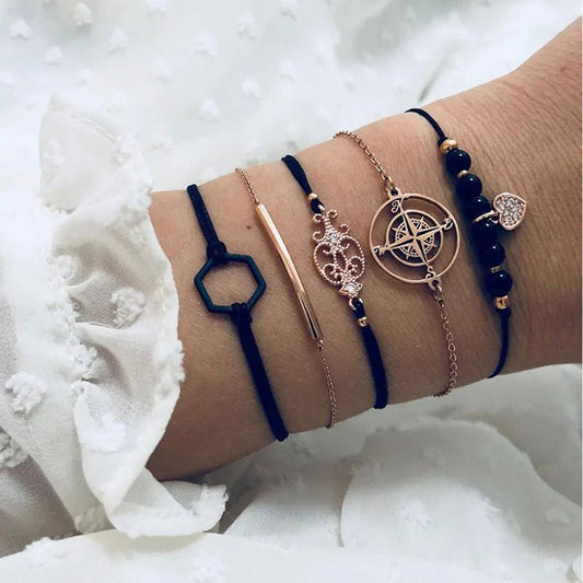 Set di 5 braccialetti geometrici da donna - set gioielli ATREND