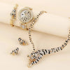 Set idea regalo con orologio bracciale collana e orecchini con leopardo da donna ATREND