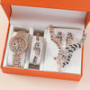 Set idea regalo con orologio bracciale collana e orecchini con leopardo da donna ATREND