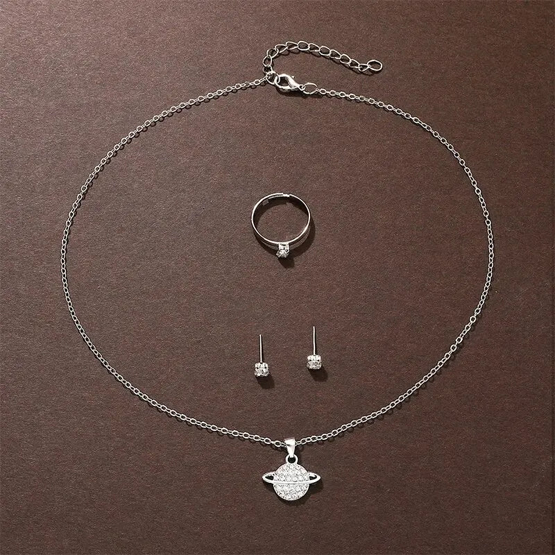 Set orologio anello collana e orecchini con brillantini da donna ATREND