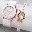 Set orologio con cinturino in silicone e braccialetto da donna ATREND