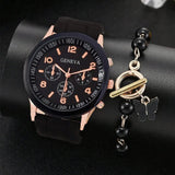 Set orologio con cinturino in silicone e braccialetto da donna ATREND
