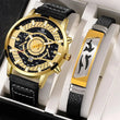 Set orologio in pelle al quarzo e braccialetto da uomo - Idea regalo uomo ATREND
