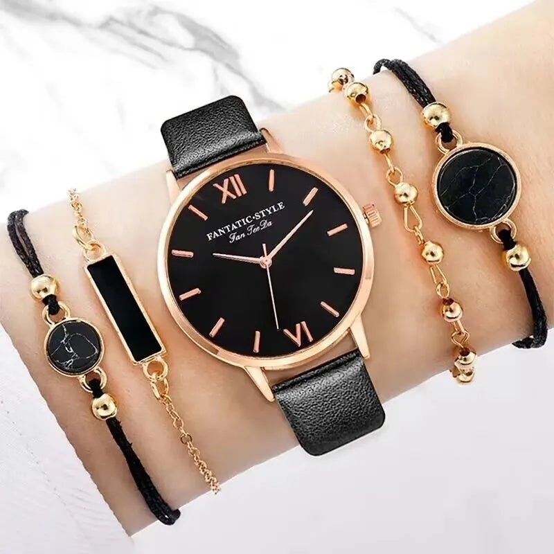 Set orologio in pelle PU e braccialetti da donna ATREND