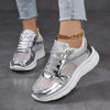 Sneakers casual con plateau in mesh dorato traspirante da donna ATREND