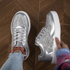 Sneakers casual patchwork con glitter da donna ATREND