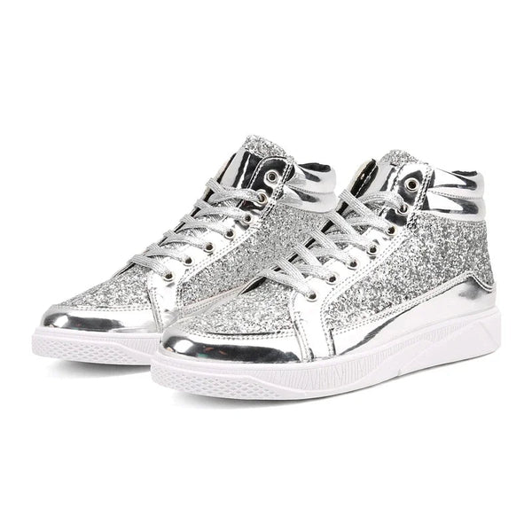 Sneakers casual patchwork in pelle PU e glitter unisex ATREND